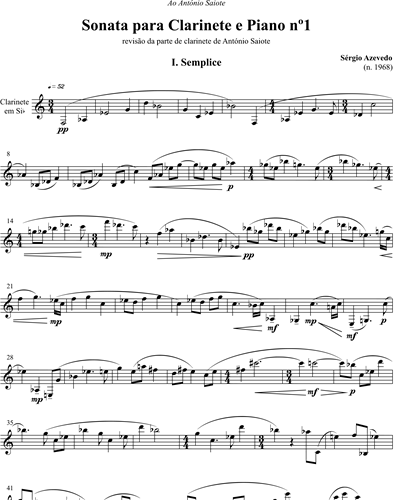 Sonata No. 1 for Clarinet and Piano — Sérgio Azevedo