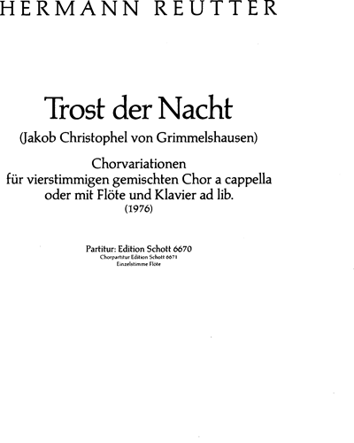 Trost der Nacht — Hermann Reutter