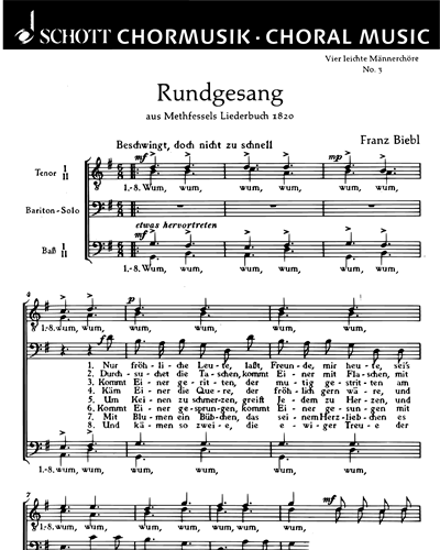 Vier leichte Männerchöre — Franz Biebl