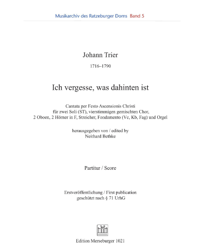 Ich vergesse, was dahinten ist — Johann Trier