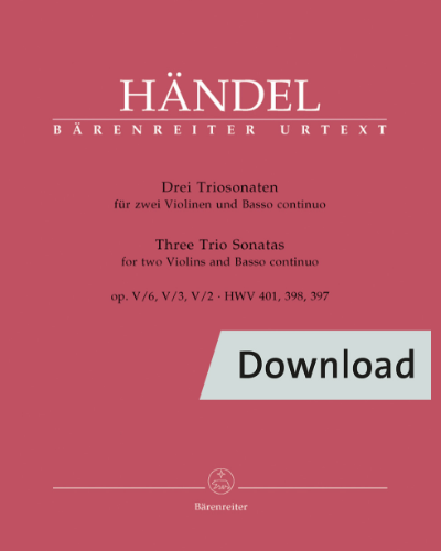 Three Trio Sonatas for Two Violins (Flutes) and Bc op. 5 HWV 397,398,401 — 亨德尔