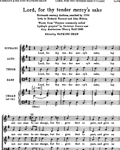 Lord, For Thy Tender Mercy's Sake — Richard Farrant