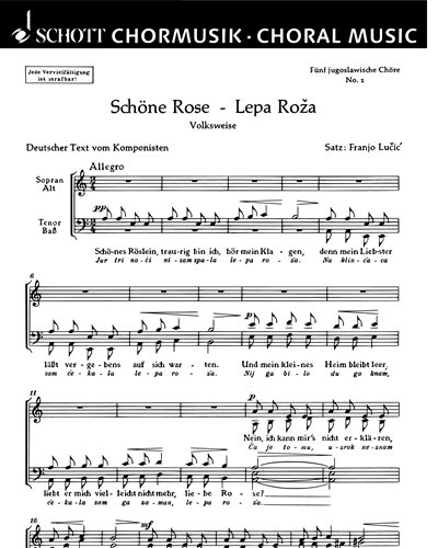 Fünf jugoslawische Chöre — Franjo Lucic
