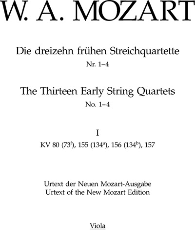 The Thirteen Early String Quartets, Volume I K. 80, 155, 156, 157 — 莫扎特