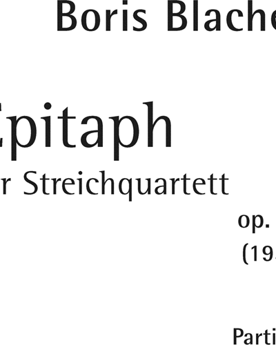 Epitaph, op. 41 — Boris Blacher