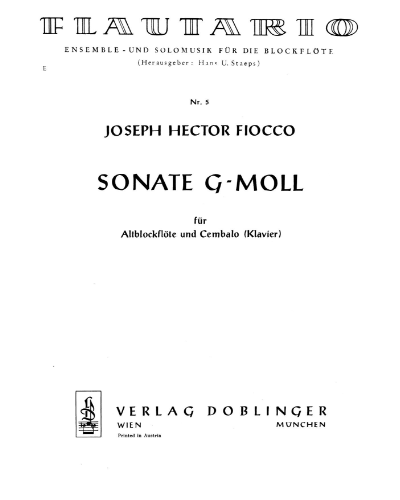 Sonata in G minor, op. 67 — Joseph-Hector Fiocco