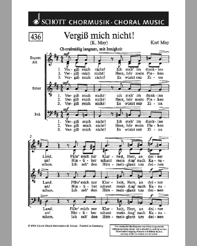 Vergiss mich nicht! — Karl M May