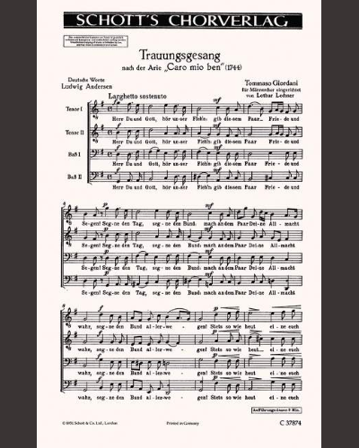 Trauungsgesang — Tommaso Giordani