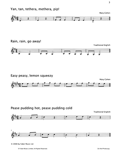 "Yan Tan Tethera Methera Pip" & "Rain Rain Go Away" & "Easy Peasy Lemon Squeezy" & "Pease Pudding Hot" & "Hot Cross Buns" & "Kicking Cans Slong The Street" & "Apple Papple" — Mary Cohen