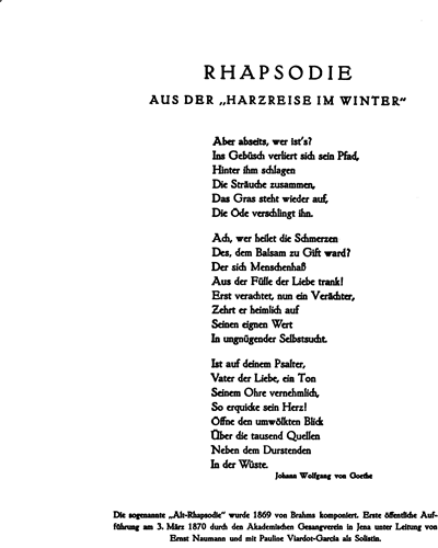 Alto Rhapsody — Johannes Brahms