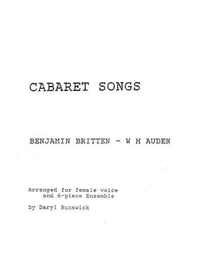Cabaret Songs — 布里顿