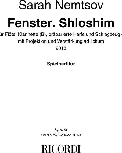 Fenster. Shloshim — Sarah Nemtsov