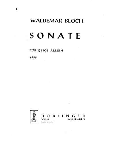 Sonata — Waldemar Bloch
