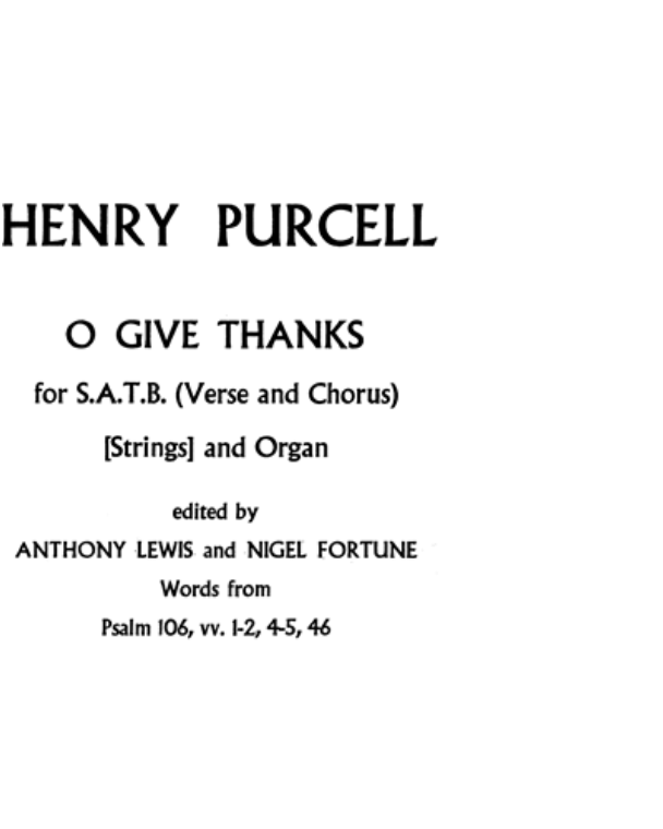 O Give Thanks — Henry Purcell