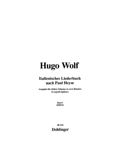 Italian Song Book, Vol. 1 — Hugo Wolf