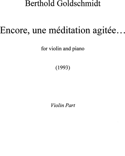 Encore, une méditation agitée... — Berthold Goldschmidt