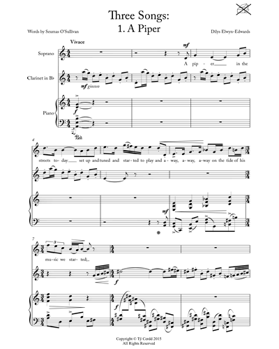 Three Songs: 'A Piper', 'The Night', 'Two Pewits' — Dilys Elwyn-Edwards