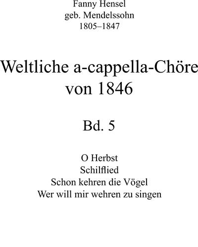 Secular a cappella choirs (from '1846 Vol. 5') — 范妮·门德尔松