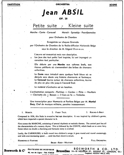 Petite Suite, op. 20 — Jean Absil