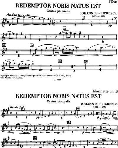 Two Christmas Carols for Tenor Solo, Four-Part Choir and Orchestra — Johann Franz Ritter von Herbeck