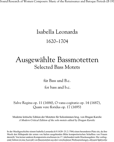 Selected Bass Motets — Isabella Leonarda