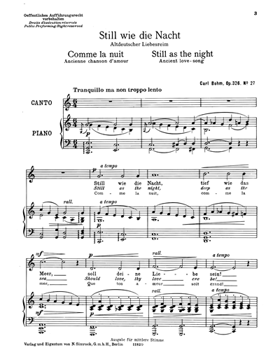 Still as the Night (in C), op. 326/27 — 卡尔·博姆