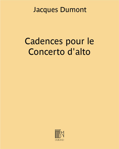 Cadences for the Viola Concerto in D major by Giuseppe Tartini — Jacques Dumont