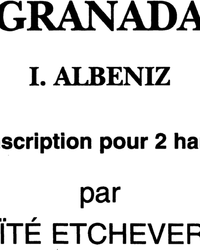 Granada Transcription pour 2 harpes — 阿尔贝尼斯