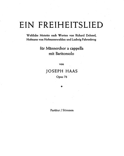 Ein Freiheitslied — Joseph Haas