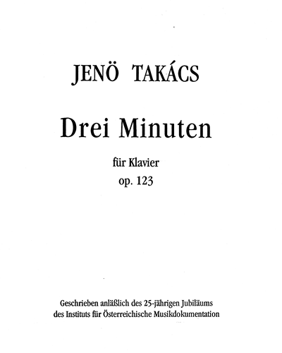 3 Minuets For Piano, op. 123 — Jenő Takács
