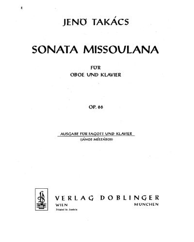 Sonata Missoulana, op. 66 — Jenő Takács