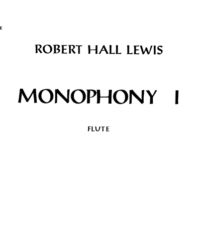Monophony I — Robert Hall Lewis