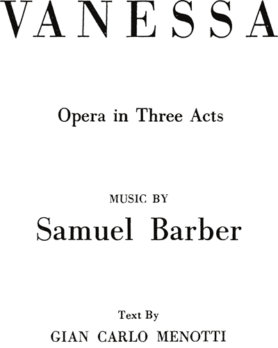 Vanessa, op. 32 — 巴伯
