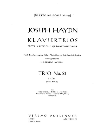 Piano Trio No. 21 in B-flat major, Hob. XV:8 — Joseph Haydn