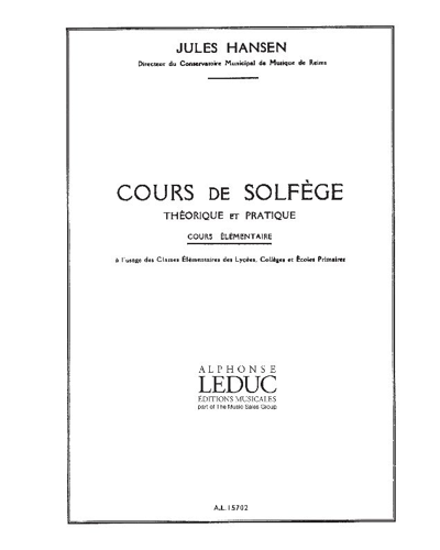 Cours de solfège théorique et pratique — Jules Hansen