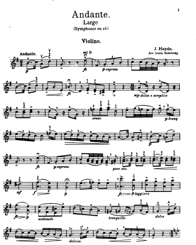 Andante in D for Violin and Piano — Joseph Haydn