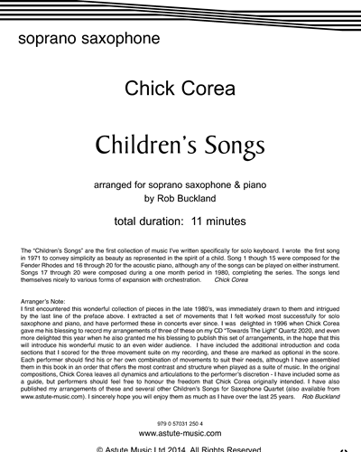 Children's Songs — "Chick" Corea
