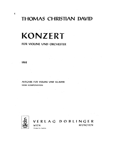 Concerto No. 1 (1962) — Thomas Christian David