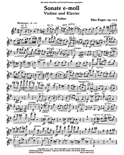 Sonata in E minor, op. 122 — Max Reger