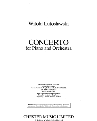 Concerto for Piano and Orchestra — 卢托斯瓦夫斯基