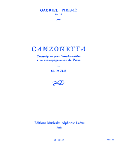 Canzonetta, op. 19 — 加布里埃尔·皮埃尔内