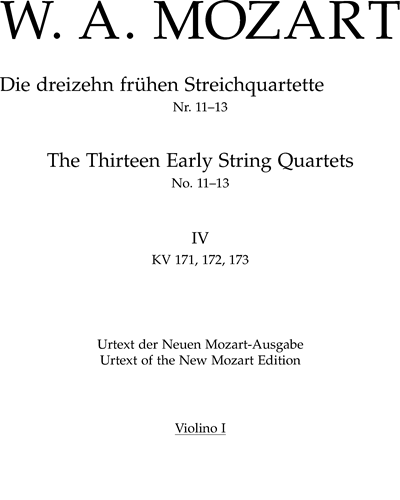 The Thirteen Early String Quartets, Volume IV K. 171, 172, 173 — 莫扎特