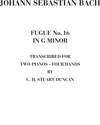 Fugue No. 16 in G minor, BWV 861 — 巴赫