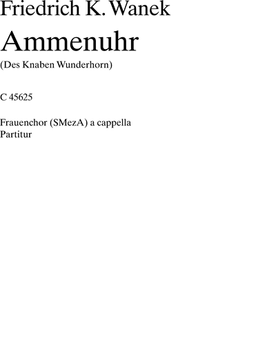 Ammenuhr — Friedrich Karl Wanek