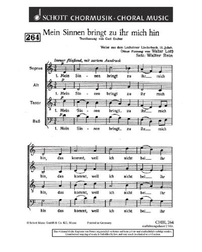 Mein Sinnen bringt zu ihr mich — Walter Rein