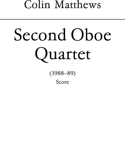 Oboe Quartet No. 2 — Colin Matthews