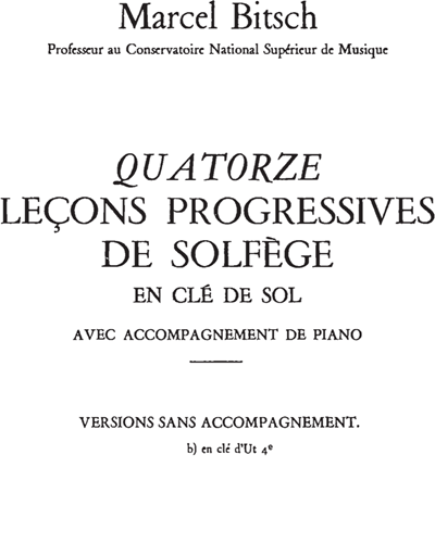 Fourteen Progressive Solfège Lessons in G Clef — Marcel Bitsch