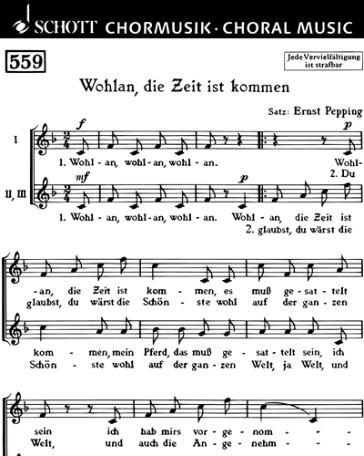 Wohlan, die Zeit ist kommen — Ernst Pepping