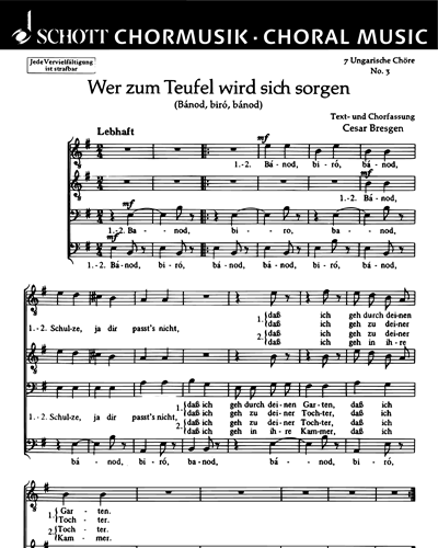 Sieben ungarische Chöre nach Volksliedern — Cesar Bresgen