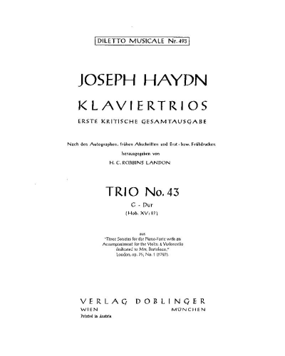 Piano Trio No. 43 in C major, Hob. XV:27 — Joseph Haydn